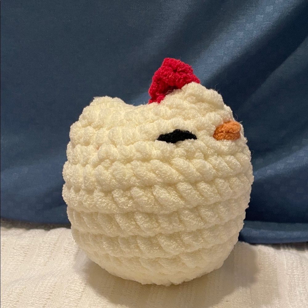 Handmade crochet plushie chicken